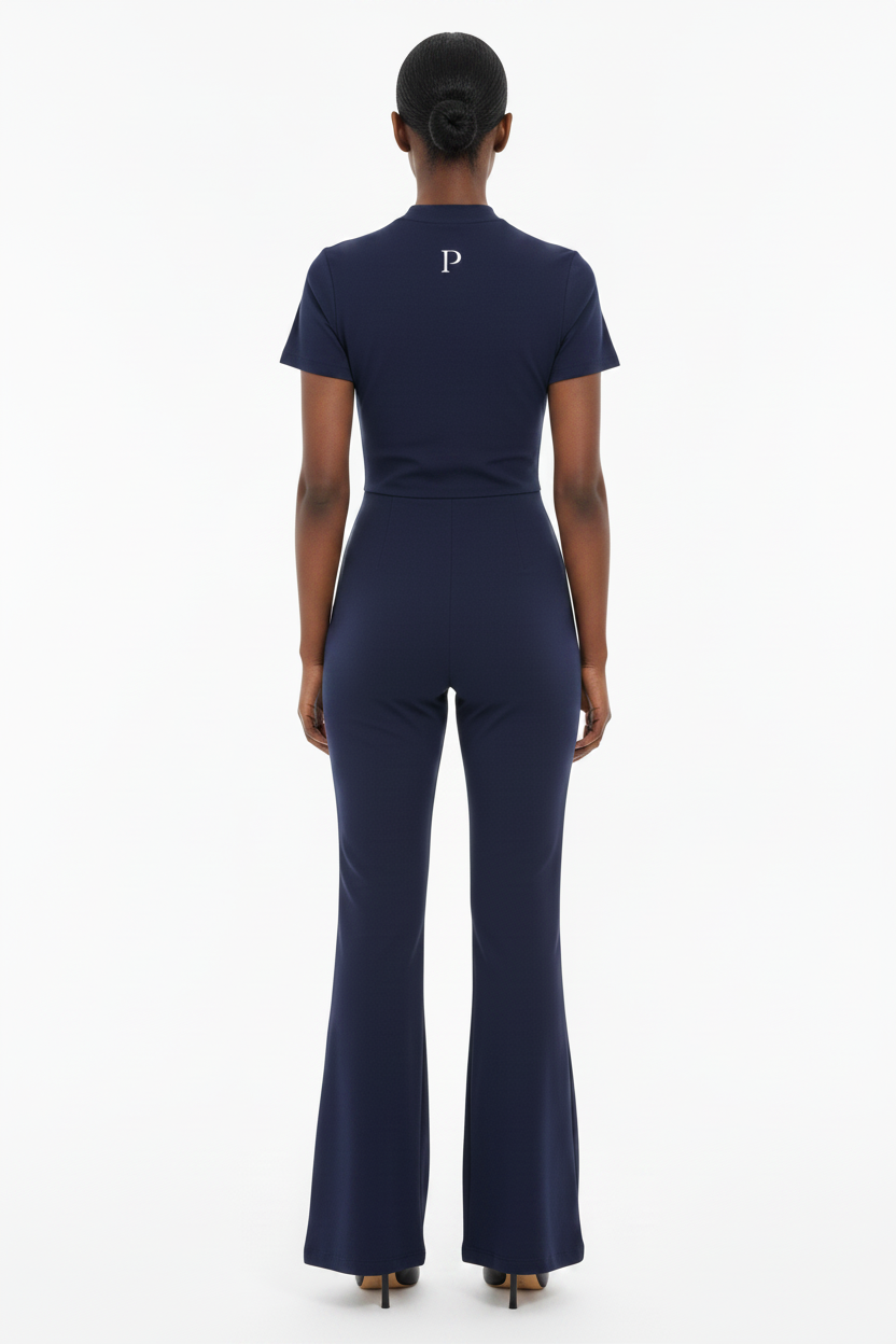 Women’s Tight Flared Leg Quarter-Zip Jumpsuit